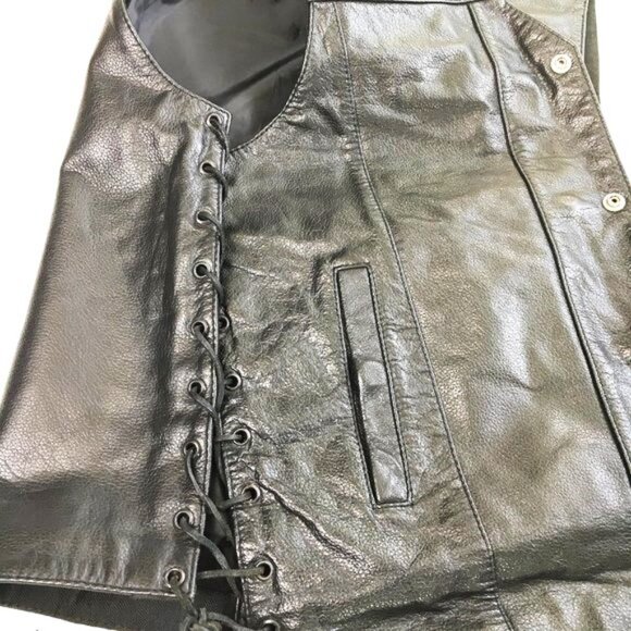 FMC Moto Western Concealed Carry Leather Side Laced Vest Sz XL EUC Vtg - Picture 4 of 12